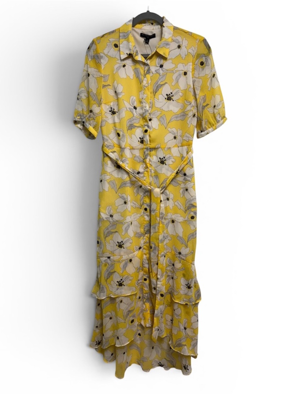 Banana Republic Yellow Floral Maxi Shirt Dress Size 6 New With Tags